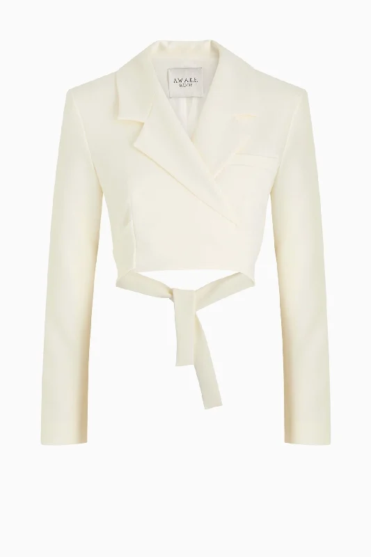 A.W.A.K.E Mode Cropped Wrap Around Blazer - Ivory