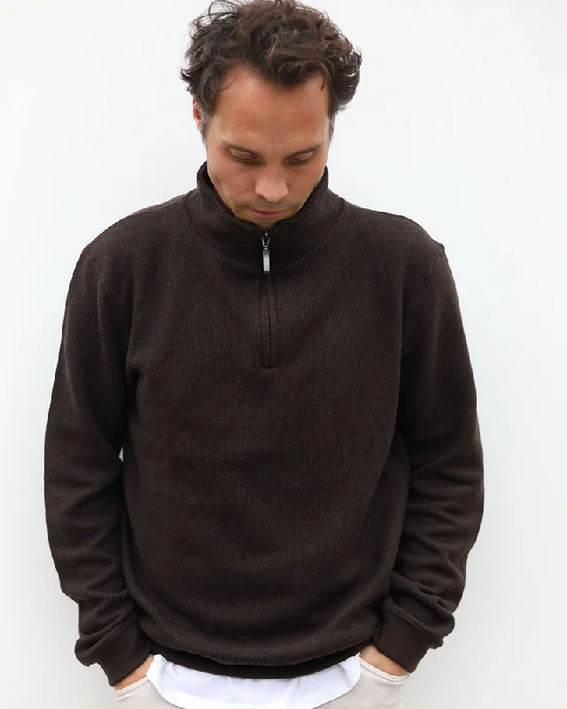 Merino blend 1/4 zip | Chocolate Brown