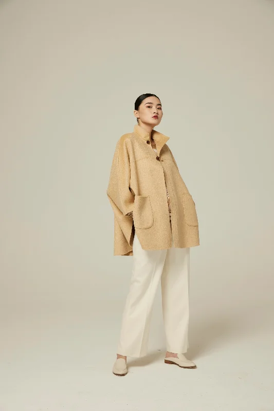 Women's mandarin collar cashmere coat