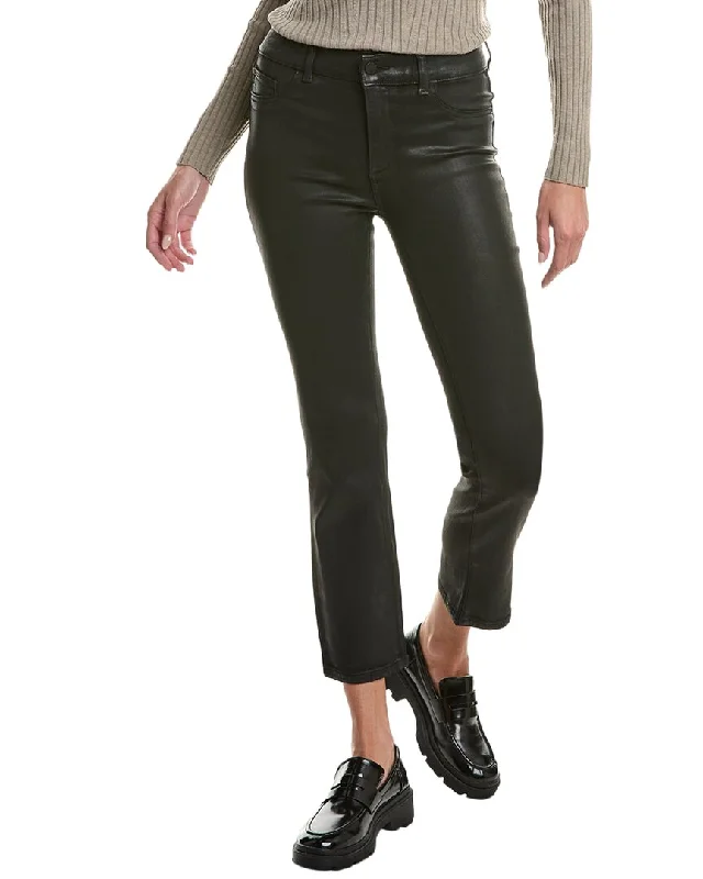 DL1961 Mara Straight Black Coated Mid-Rise Instasculpt Ankle Cut Jean