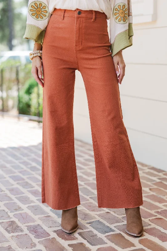 Going Strong Rust Orange Cropped Jeans