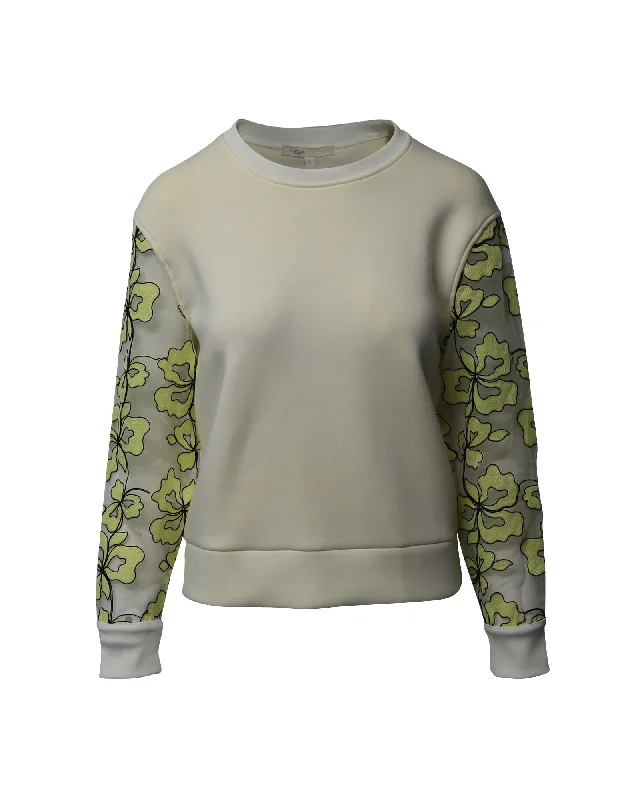 Maje Floral Sleeves Sweatshirt in Cream Viscose