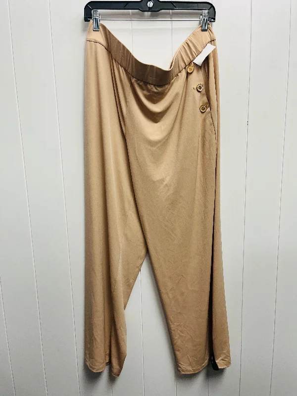 Pants Wide Leg By Susan Graver In Tan, Size: 1x