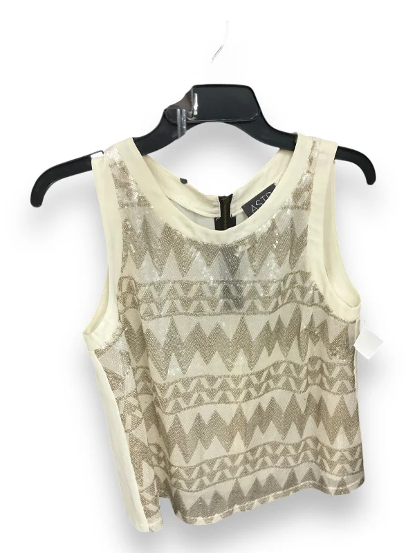 Top Sleeveless By Astr In Tan & White, Size: M