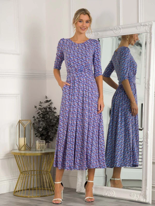 Dorothy 3/4 Sleeve Maxi Dress, Blue Floral