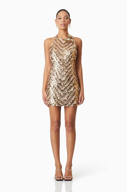 Elliatt Alisha Party Mini Dress - Gold