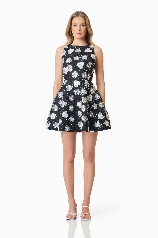 Elliatt Jessamine Fit & Flare Dress - Black/White