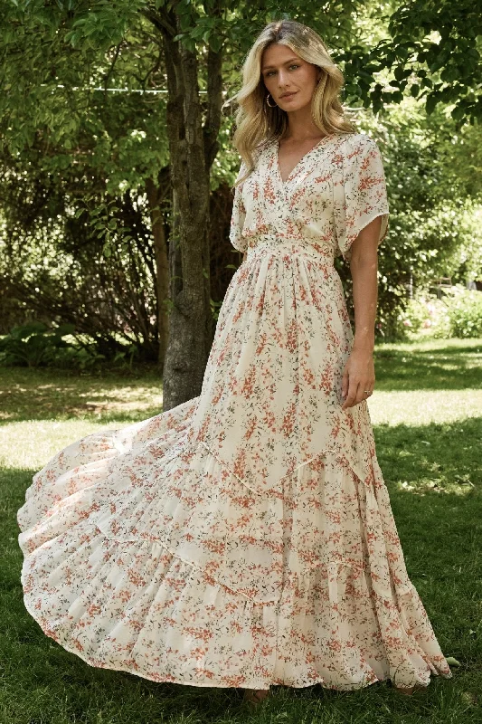 Katherine Maxi Dress | Cream + Rust Floral