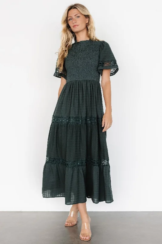 Loveland Geo Lace Maxi Dress | Dark Green