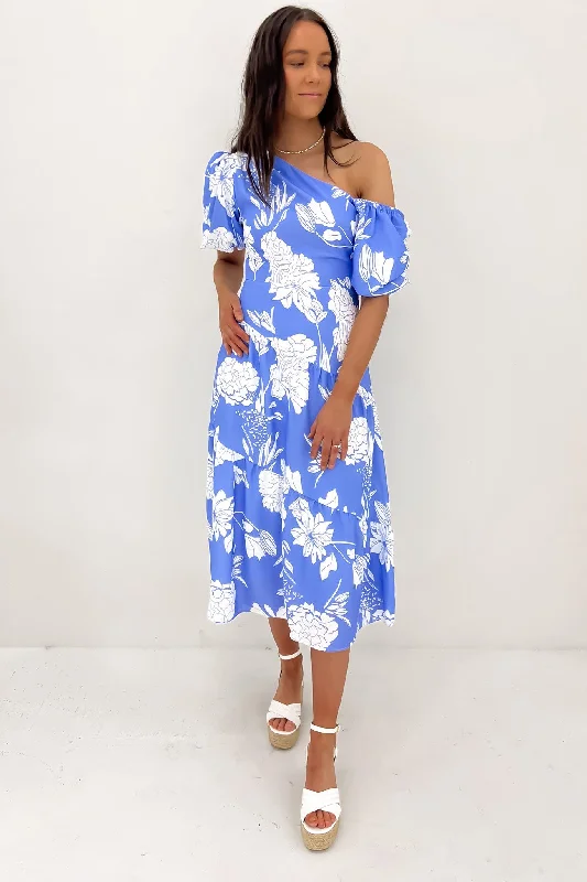 Luisa Midi Dress Blue White