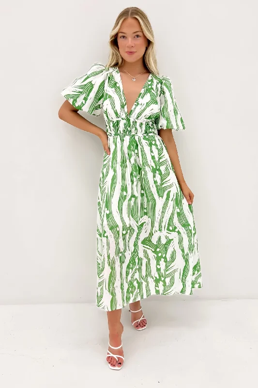 Marcus Midi Dress Green Jungle