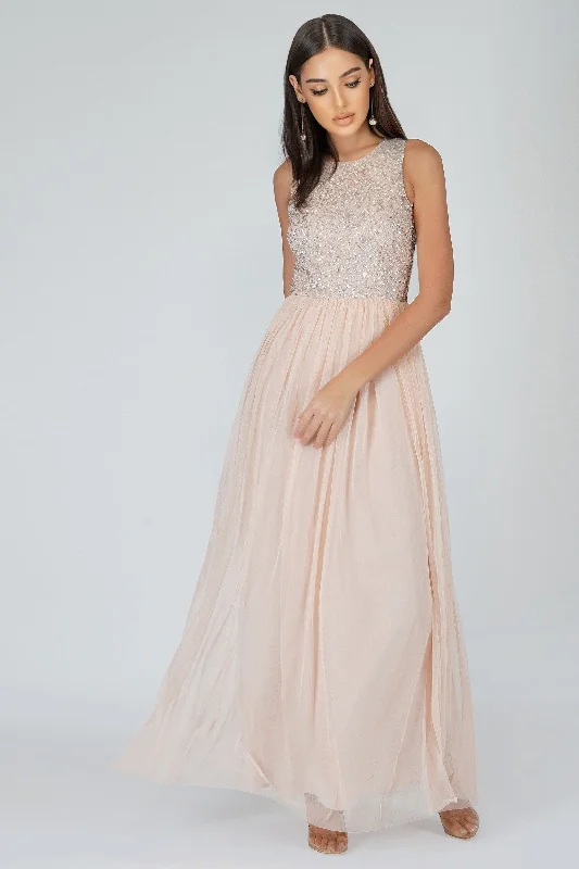 Nicasso Blush Pink Bridesmaid Maxi Dress