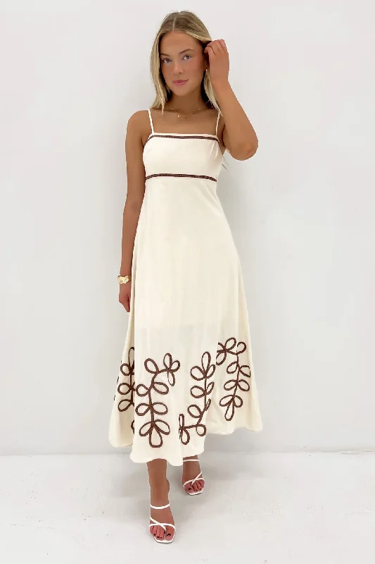 Selena Midi Dress Beige Brown