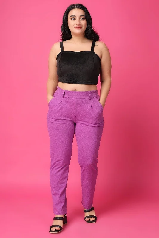 Purple Solid Pants