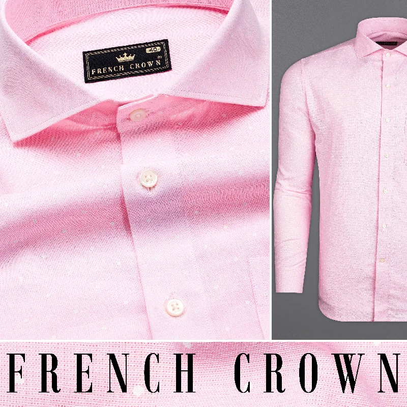 Carousel Pink and White Textured Luxurious Linen Shirt