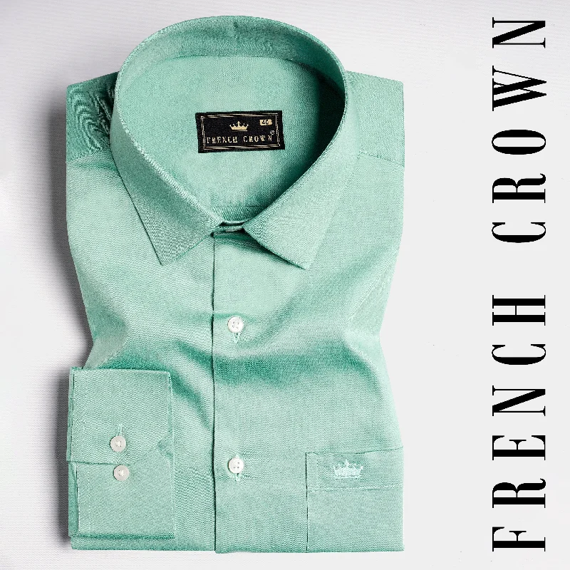 Gulf Stream Green Subtle Sheen Super  Soft Premium Cotton Shirt