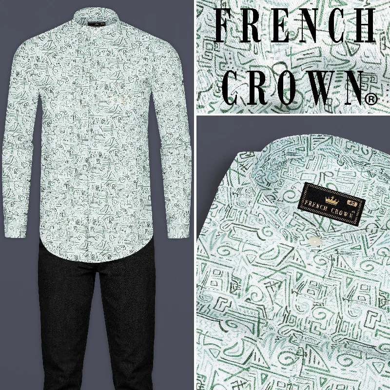 Patina Green Printed Royal Oxford Designer Shirt