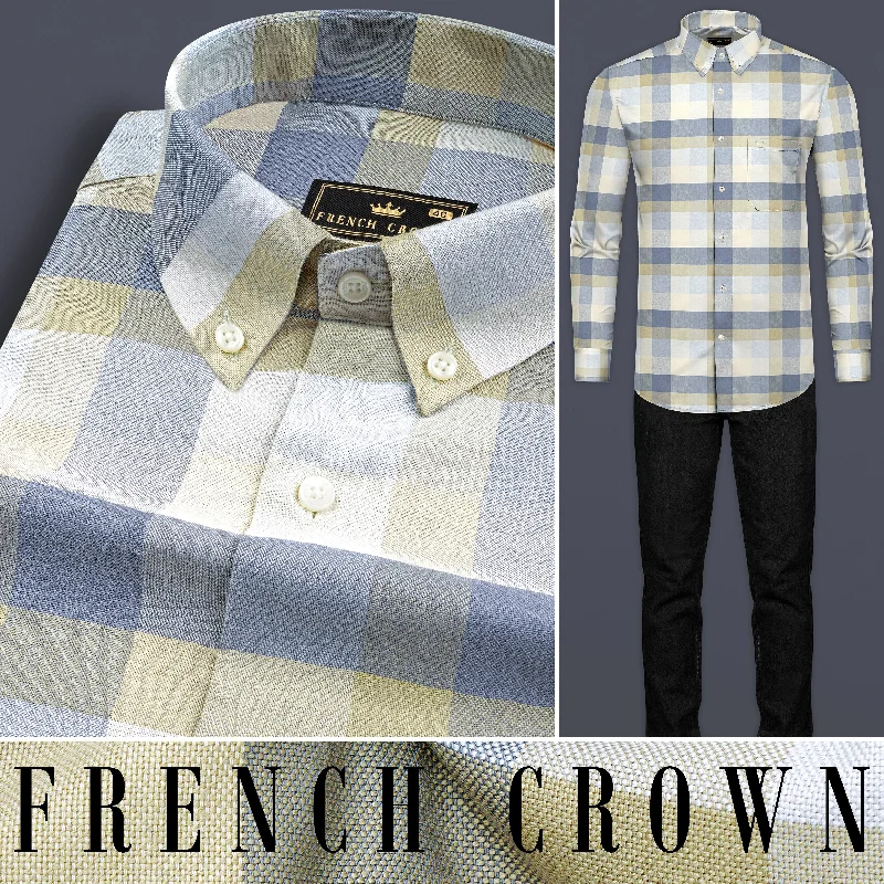 Wild Blue with Maize Cream Plaid Royal Oxford Shirt