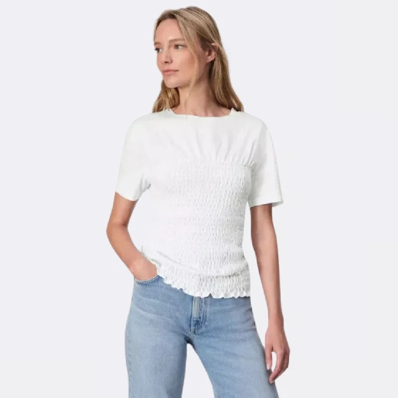 Smocked Short Sleeve Tee (White)